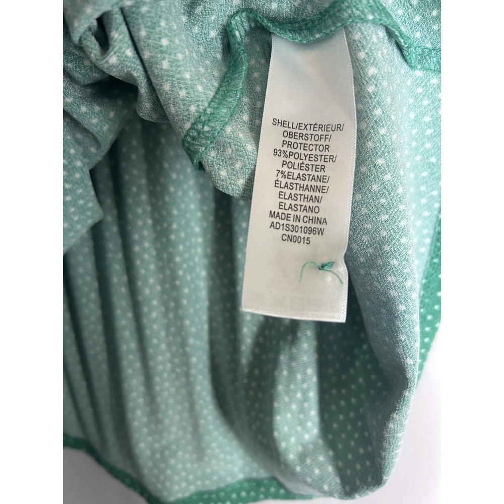 Adrianna Papell Top Size 2X Green Polka Dot Ruffle Sleeve Textured Stretch - Picture 5 of 8